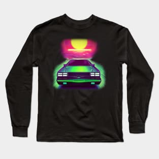 Synthwave Styled DeLorean Long Sleeve T-Shirt